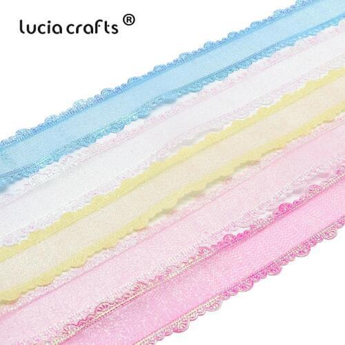 5Yards 24mm Multi colors Organza Ribbon With Lace Trim for Sewing & Hair Bow Decoration Materials DIY Handmade Craft P0709