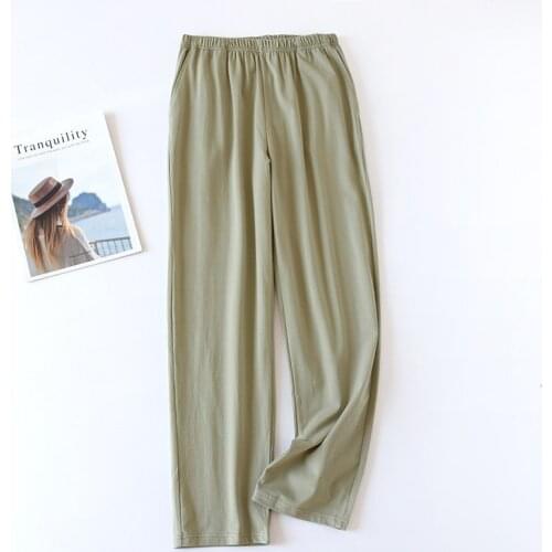 Summer Cotton Pants Spring Leisure Sleep Bottoms Women and Men Lounge Wear Elastic Waist Solid Odell Sleepwear Home Wear