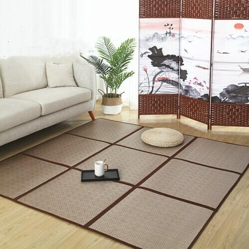 Summer rattan carpet living room children crawling larege size rug kids bedroom tatami sofa foldable cool floor mat customized