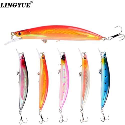 LINGYUE 1pcs Hard Minnow 11cm/13g Fishing Lures Artificial Make High Quality Bass Crankbait Wobblers Fishing Tackle 6# Hooks