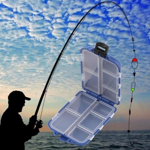 10 Compartments Fishing Storage Case Box Blue Fly Fishing Lure Spoon Hook Bait Tackle Box Case Fishing Accessories