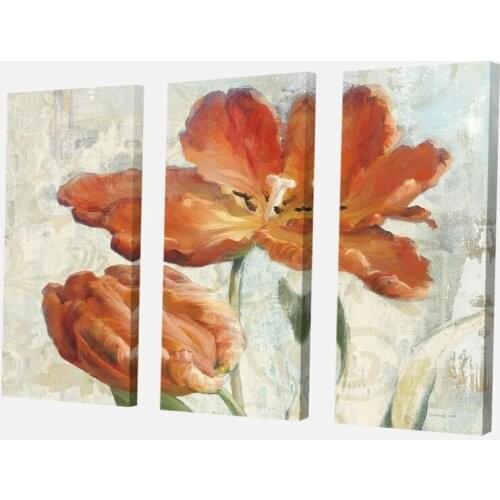 Hd Prints Orange Tulips Picture Wall Artwork 3 Panel Modular Painting Vintage Poster Canvas Flowers Home Decor Living Room Frame