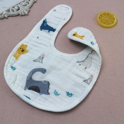 Cartoon Printed U-shaped Back Buckle Baby Bibs 8-Layer Cotton Gauze Saliva Towel Infants Feeding Burp Cloth Scarf Bandana 69HE