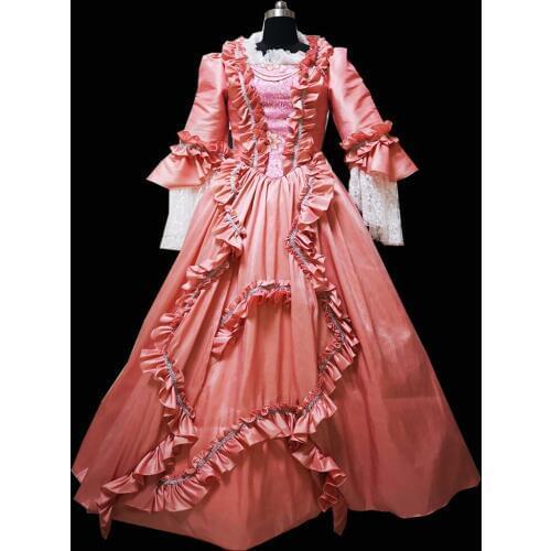 2019 New pink victorian Halloween Cosplay dress Colonial Georgian Renaissance Gothic Historical dress D-343