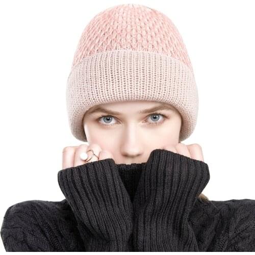 2021 new fashion womens Hat Winter Hat Womens Retro knitted hat solid color hat womens warm walking hat