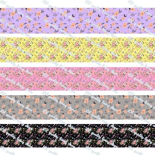 New design flowers printed grosgrain ribbon/16mm printed elastic foe ribbons DIY hair bows Sewing webbing 50 yards