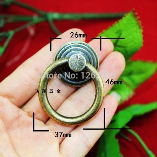 New listing 26 * 46mm Antique small hole handle Zinc alloy pull buckle Decoration Furniture Hardware tab