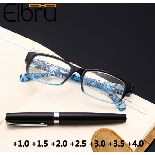 Elbru Women Clear Reading Glasses Flower Printed Spectacles Hyperopia Glasses Unisex Eyewear +1.0 +1.5 +2.0 +2.5 +3.0 +3.5 +4.0