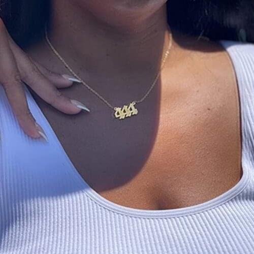 Stonefans 111 222 333 444 555 777 888 999 666 Angel Number Necklace Simple Stainless Steel Devil Necklaces Minimalist Jewelry