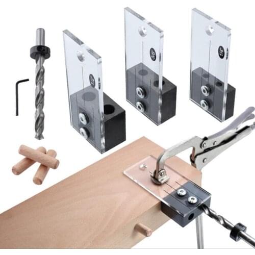 1/2" 3/8" 1/4" Woodworking Hole Locator Woodworking Hole Clamping Fixture Small Vertical Hole Drilling Positioning Tool