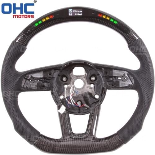 Performance 100% Real Carbon Fiber LED Steering Wheel compatible for A1 A2 A3 A4 A5 Q3 Q5 Q RS RS4 RS5 RS6 RS7 S4 S5 S6 S7 S8