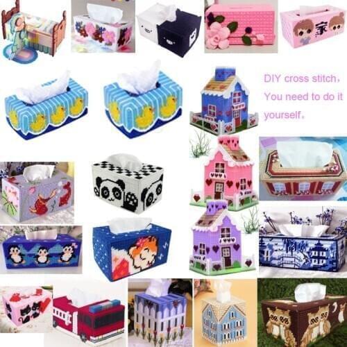 Needlework,DIY Volume tissue boxes ,Has been cut,3D three-dimensional cross stitch ,storage box NO.02