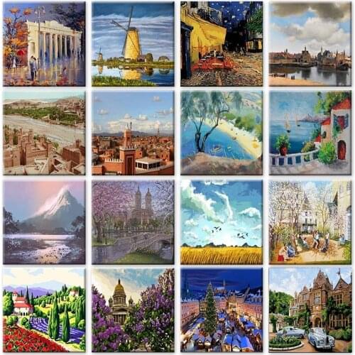 RUOPOTY Frame DIY Paint By Numbers City Landscape For Adults Home Decor HandPainted Paintings DIY 40×50cm Framed