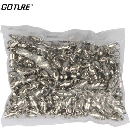 Goture 200pcs Ball Bearing Fishing Swivels with Double Circle #2 #4 #6 High Carbon Steel Fishing Connector Hook Accessories