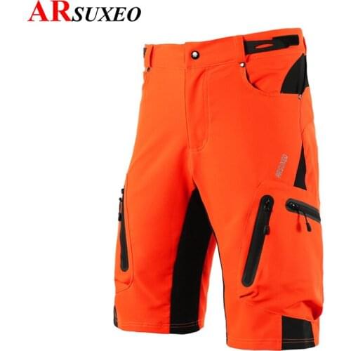 ARSUXEO Mens Cycling Shorts MTB Downhill Trousers Mountain Bike Bicycle Shorts Water Resistant Outdoor Sportwear Loose Fit