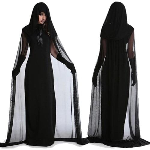 Bride Scary Costume Ghost Witch Cloak Uniform Party Show Black Dress Costume for Halloween Party