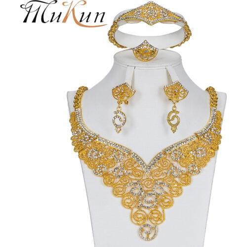 MUKUN Bridal Gift Nigerian Wedding African Beads Jewelry Set For Women Jewelry Sets Imitation Crystal Dubai Ethiopian Jewellery