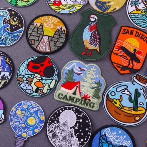 Adventure Travel Patch For Clothing Thermoadhesive Patches Mountain Camping Stripes Patch Iron On Patches On Clothes Appliques