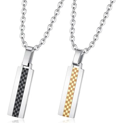 Trendy Hip Hop Square Pendant Necklace For Couple Stainless Steel Fashion Accessories For Men Women Anniversary Jewelry Gifts