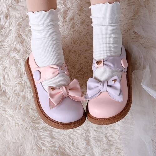 Lolita shoes sweet princess daily japanese vintage Flat Platform Shoes lace bowknot kawaii shoes cosplay loli women shoes