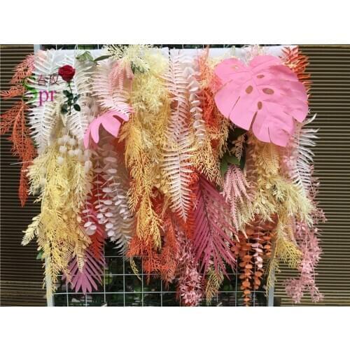 SPR High quality style green plant flower wall wedding backdrop party events artificial flower arrangements
