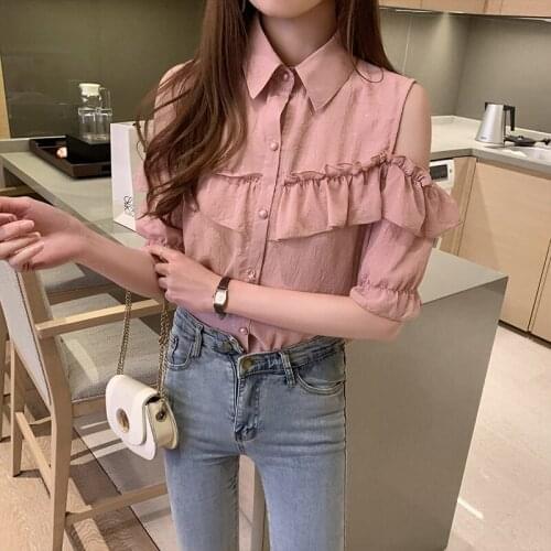 The New Fashion Ruffled off-shoulder Women Blouses Sequins Shirts 2021 summer Ladies Tops