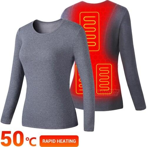 Winter Heated Jacket Suit Womens USB Thermal Underwear Heated Vest Warm Waistcoat Hiking Ski Hunting Equipment Clothing Female