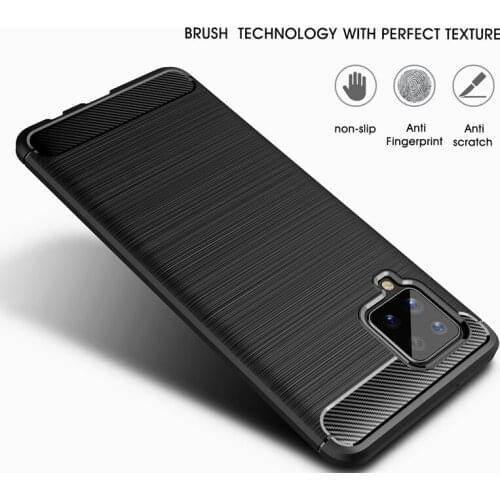 100pcs/lot Carbon Fiber Grain TPU Phone Case For Samsung Galaxy A01 S20 Ultra S20 FE Plus M51 A42 M31S Soft Silicon Back Cover