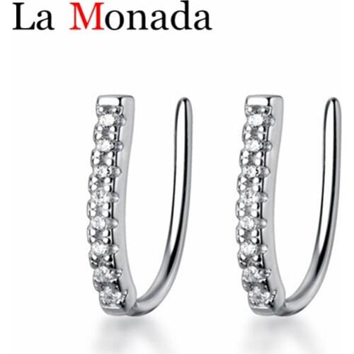 2020 925 Sterling Silver U Shape Zircon Ear Clip Earring No Piercing Earrings for Non Pierced Ears Fine Jewelry