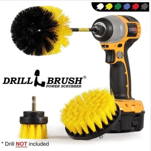 3Pcs / Set Electric Scrubber Brush Drill Brush Kit for Carpet Glass Car Tires Plastic Round Cleaning Brush Nylon Brushes