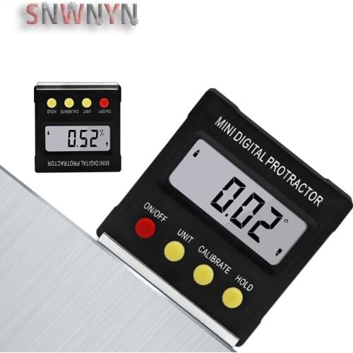 360 Degree Mini Digital Protractor Electronic Inclinometer Angle Gauge Level Box Magnetic Base Measuring Tools Black