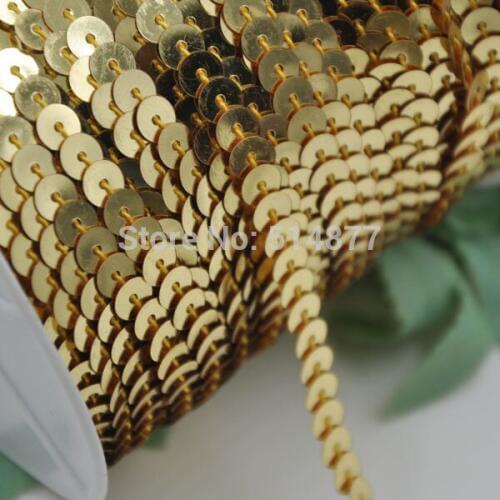 5Y Light Gold Beautiful Sequins Ribbon Trim Craft Sewing Trimming New