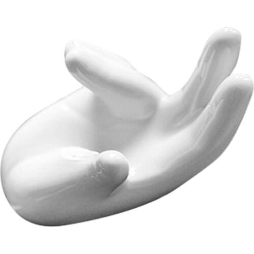 White 6/12 Hole Ocarina Collector Ceramic Hand Stand Base for Music Lovers