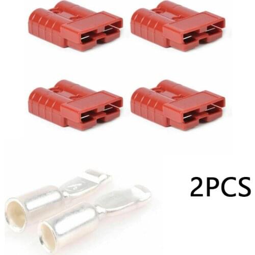 2PCS Battery Quick Connector 50A 8AWG Plug Connect Disconnect Winch Trailer red