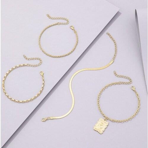 Lost Lody Fashion INS Multi-Piece Footwear Fashion Style Butterfly Key Lock Flower Pendant Anklet Alloy Jewelry Wholesale Direct