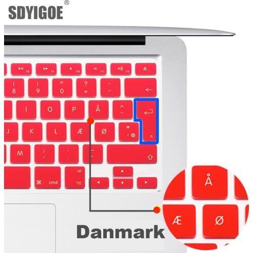 Denmark keyboard cover For macbook pro13 retina 15 air13.3 EU-Enter A1466 A1502 A1398 A1278A1286 keyboard cover Protective film