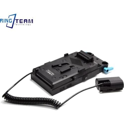 Decoded DR-E6 DC Coupler LP-E6 Dummy Battery + V Mount Plate for Canon EOSR 5D4 5DS 5DS R 6D 7D 7D Mark 2 EOS 5D Mark IV III II