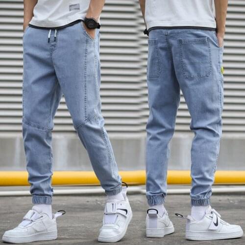 ZOENOVA Brand Mens Jeans Harem Denim Cargo Pants 2021 New Streetwear Jogger Hip Hop Cotton Trousers Male Blue Oversized 3XL 4XL