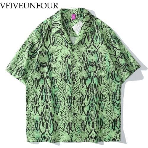 VFIVE UNFOUR Vintage Digital Printing Korean Style Hawaiian Beach Shirts Summer Men Casual Short Sleeve Aloha Shirt Male
