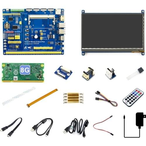 Waveshare Raspberry Pi Compute Module 3+ Accessory Pack Type B, CM3+ IO Board, LCD, DS18B20, IR Remote Controller