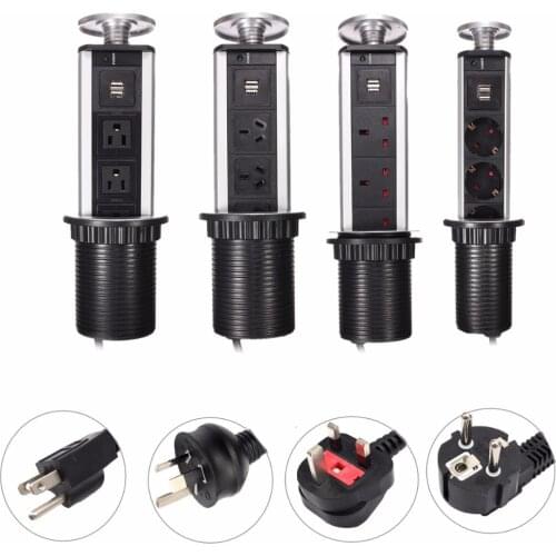 Best Quality Different Standard Fashion Charge USB kitchen pop up desktop socket 3 outlet silver/black color AT-1,2,3,4