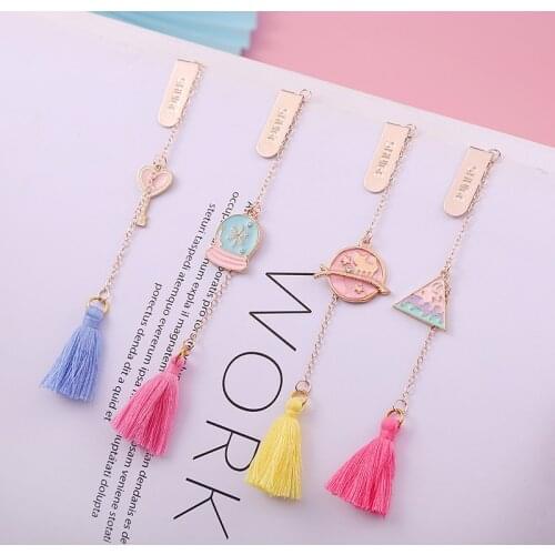 Chinese Style Metal Bookmark Tassel Pendant Vintage Leaf Vein Hollow Maple Leaf Fringed Apricot Leaf Brass Book Clip Stationery