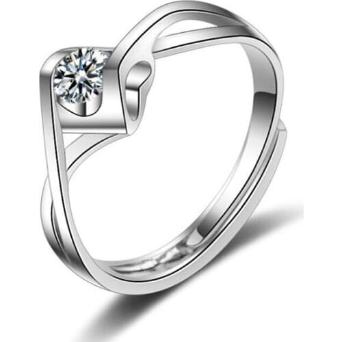 1 Pcs Forever Love Wedding Engagement Rings For Valentines Day Gift Women Men Heart Shape CZ Couple Rings Jewelry