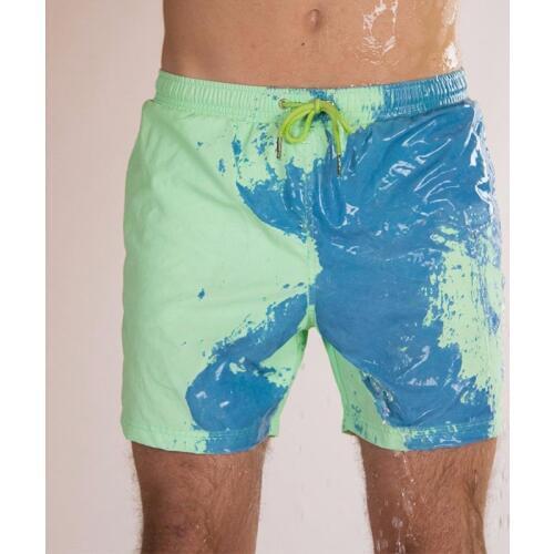 Mens Beach Pants Quick-drying Swimming Trunks Temperature-color Change Shorts Summer A-line Hot Loose Solid Color Short