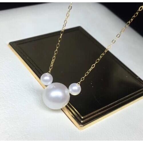 18k Mickey pure natural pearl necklace, pearl 4-9mm pn11