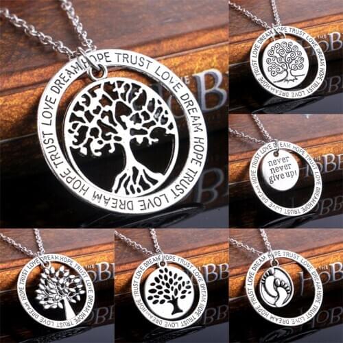 Wisdom Tree Loved Beloved Never Give up Family Gifts Party Pendant Necklace Believe In Love Best Friend Wome Men Jewelry