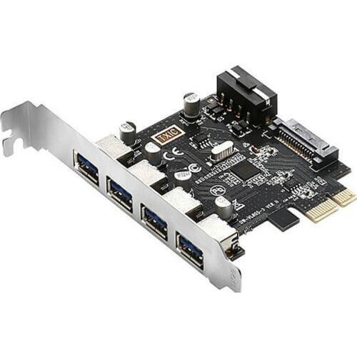 5Gpbs 4 port usb 3.0 PCIE riser card pci express add on card with 4pin IDE and sata power supply