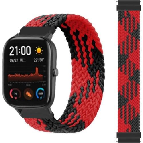20mm 22mm Braided Solo Loop For Amazfit Bip Strap GTS 2/GTR 42mm 47mm/GTR2/2e/stratos 2/3 Bracelet Watch for amazfit gts 2 mini