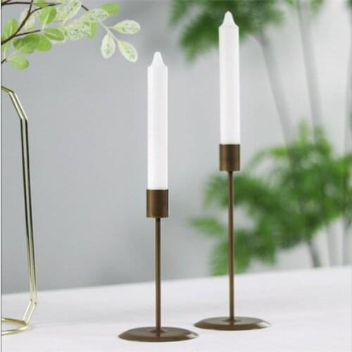 2 Pieces Candle Holder New Fashion Europe Solid Color Metal Candlestick Desktop Decor For Home Office 3.43 x 8.66 inches