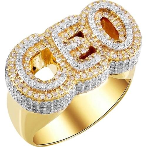 Hip hop gold plated Iced Out bling 5A Cubic zirconia letter CEO charm Finger Rings for men boy fashion punk party Gift Jewelry